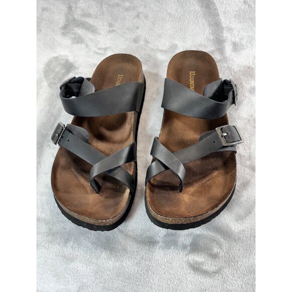 Mountain sole womens size 8 M black leather sandels - Picture 1 of 12